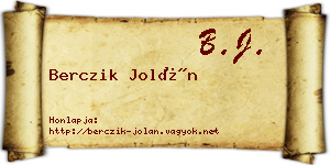 Berczik Jolán névjegykártya